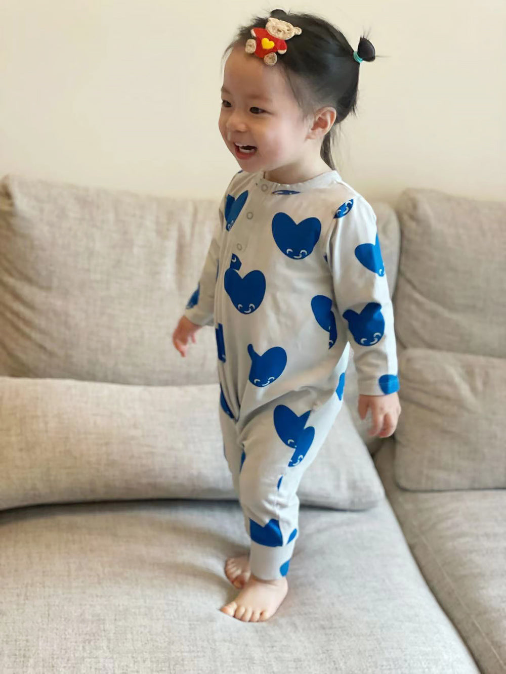 Baby Girls Love heart Animals Print Jumpsuits Wholesale 220620348