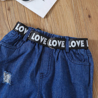 Load image into Gallery viewer, 2 Pieces Set Baby Kid Girls Solid Color Tank Tops And Ripped Pants Wholesale 220620384
