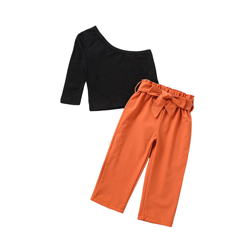 2 Pieces Set Baby Kid Girls Solid Color Tops And Pants Wholesale 220620389