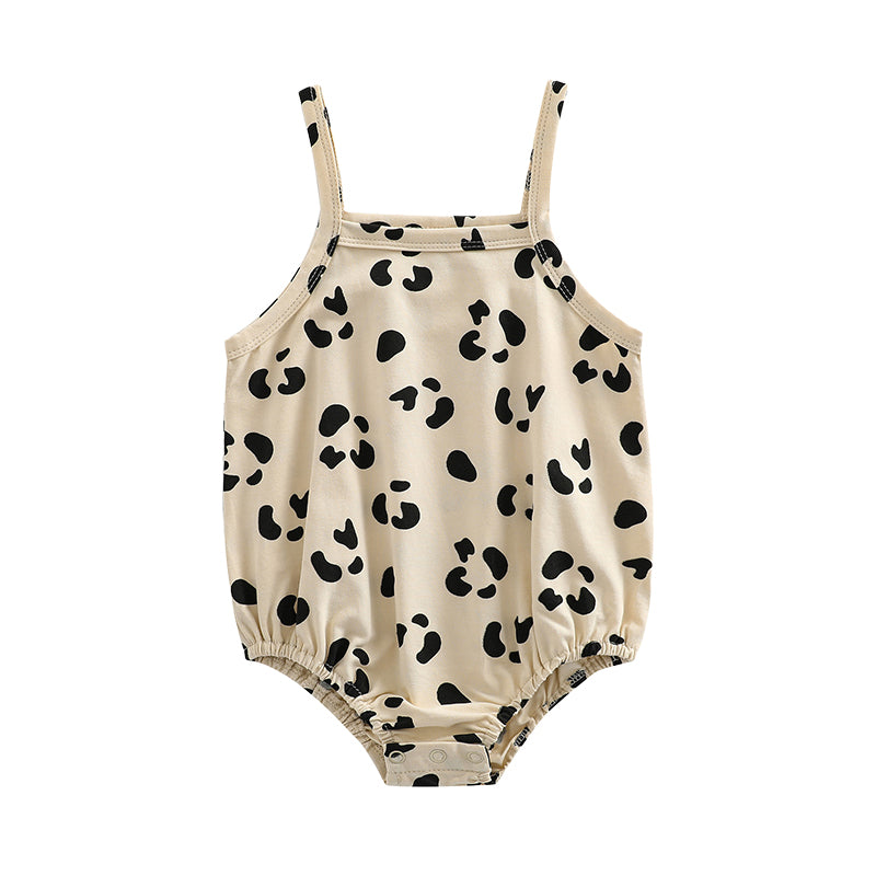 Baby Girls Leopard Plant Print Rompers Wholesale 220620464