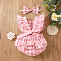 Load image into Gallery viewer, Baby Unisex Checked Bow Rompers Wholesale 220620484
