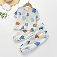 Load image into Gallery viewer, 2 Pieces Set Baby Kid Unisex Rainbow Cartoon Print Tops And Pants Sleepwears Wholesale 220620493
