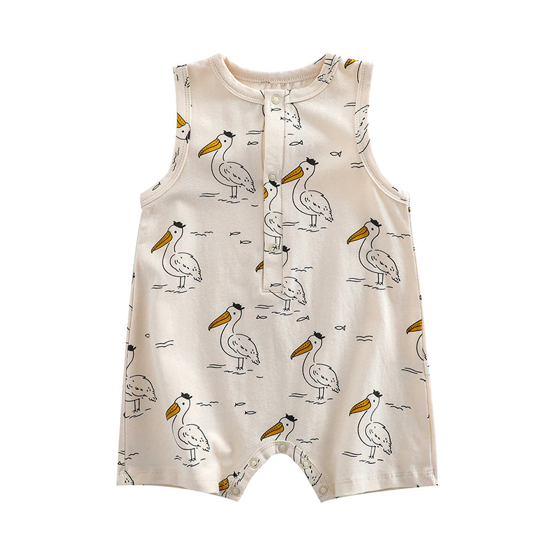 Baby Unisex Animals Cartoon Print Rompers Wholesale 220620495