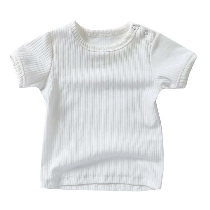 Baby Unisex Solid Color Muslin&Ribbed T-Shirts Wholesale 220620592