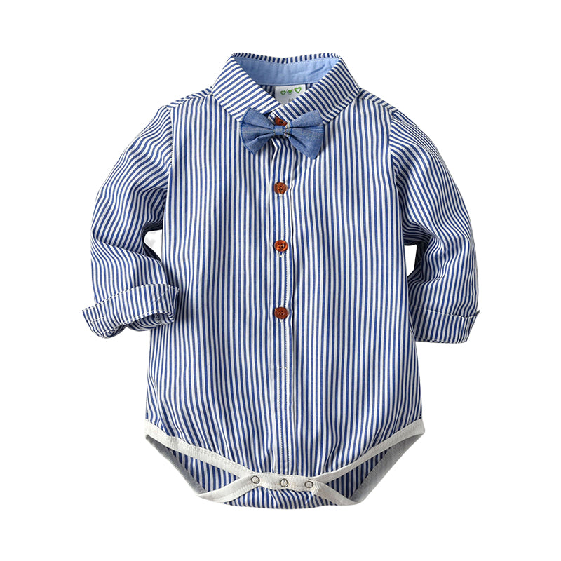 Baby Boys Striped Bow Dressy Rompers Wholesale 22062065