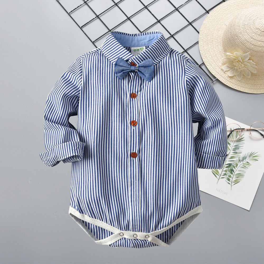 Baby Boys Striped Bow Dressy Rompers Wholesale 22062065