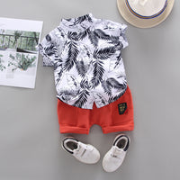 Load image into Gallery viewer, 2 Pieces Set Baby Kid Boys Plant Print Shirts And Solid Color Shorts Wholesale 22062079
