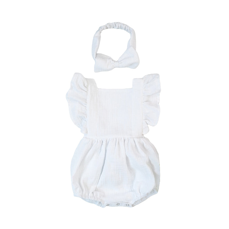 Baby Girls Solid Color Rompers Accessories Headwear Wholesale 22062206