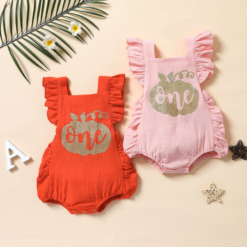 Baby Girls Letters Print Halloween Rompers Wholesale 220622103