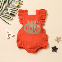 Load image into Gallery viewer, Baby Girls Letters Print Halloween Rompers Wholesale 220622103
