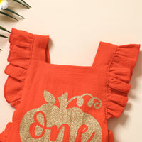 Load image into Gallery viewer, Baby Girls Letters Print Halloween Rompers Wholesale 220622103
