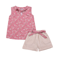 Load image into Gallery viewer, 2 Pieces Set Baby Kid Girls Flower Print Tank Tops And Solid Color Shorts Wholesale 22062213
