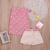 Load image into Gallery viewer, 2 Pieces Set Baby Kid Girls Flower Print Tank Tops And Solid Color Shorts Wholesale 22062213
