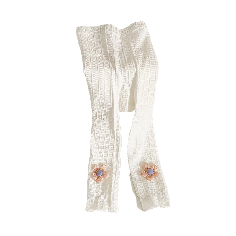 Girls Solid Color Flower Pants Leggings Wholesale 220622228