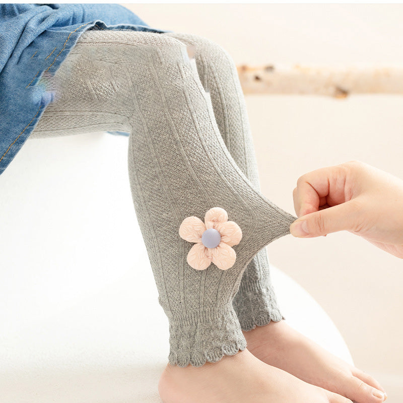 Girls Solid Color Flower Pants Leggings Wholesale 220622228