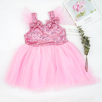 Load image into Gallery viewer, Baby Kid Girls Color-blocking Fish scales Lace Dresses Wholesale 22062223
