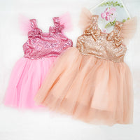 Load image into Gallery viewer, Baby Kid Girls Color-blocking Fish scales Lace Dresses Wholesale 22062223
