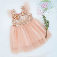 Load image into Gallery viewer, Baby Kid Girls Color-blocking Fish scales Lace Dresses Wholesale 22062223
