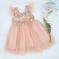 Load image into Gallery viewer, Baby Kid Girls Color-blocking Fish scales Lace Dresses Wholesale 22062223
