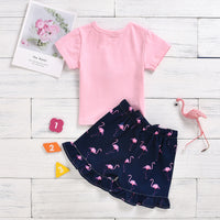 Load image into Gallery viewer, 2 Pieces Set Baby Kid Girls Flamingo Print T-Shirts And Skirts Wholesale 22062225
