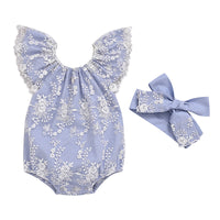 Load image into Gallery viewer, Baby Girls Flower Lace Embroidered Rompers Wholesale 22062227
