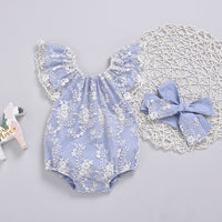 Load image into Gallery viewer, Baby Girls Flower Lace Embroidered Rompers Wholesale 22062227
