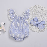 Load image into Gallery viewer, Baby Girls Flower Lace Embroidered Rompers Wholesale 22062227
