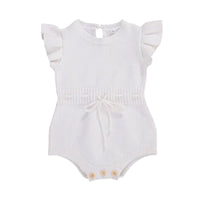 Load image into Gallery viewer, Baby Girls Solid Color Bow Crochet Rompers Wholesale 22062235
