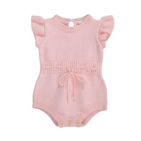 Load image into Gallery viewer, Baby Girls Solid Color Bow Crochet Rompers Wholesale 22062235
