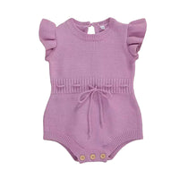 Load image into Gallery viewer, Baby Girls Solid Color Bow Crochet Rompers Wholesale 22062235
