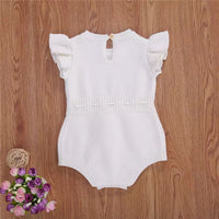 Load image into Gallery viewer, Baby Girls Solid Color Bow Crochet Rompers Wholesale 22062235
