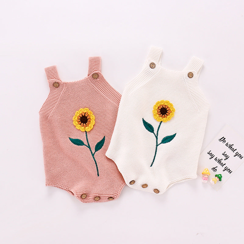 Baby Girls Flower Crochet Rompers Wholesale 22062240