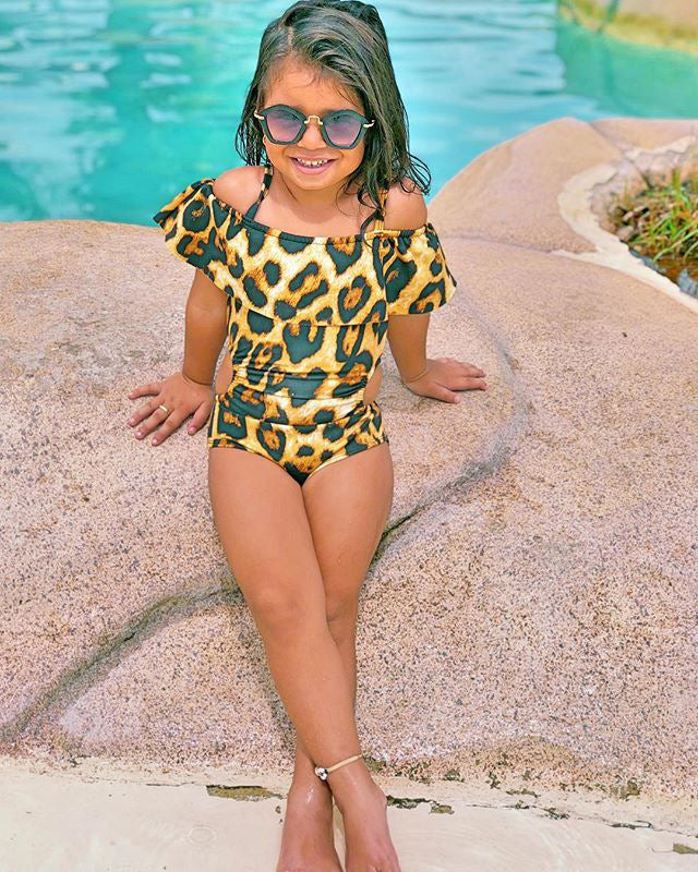 Baby Kid Girls Leopard print Swimwears  rompers Wholesale22062253