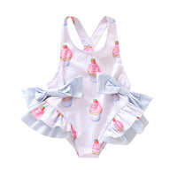 Load image into Gallery viewer, Baby Kid Girls Bow Print Swimwears rompers Wholesale 22062254
