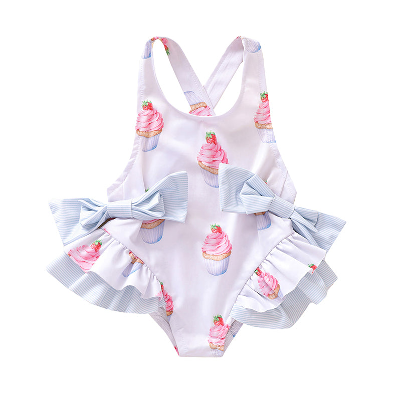 Baby Kid Girls Bow Print Swimwears rompers Wholesale 22062254