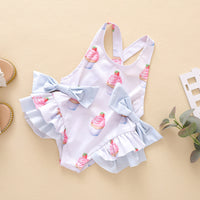 Load image into Gallery viewer, Baby Kid Girls Bow Print Swimwears rompers Wholesale 2206225454

