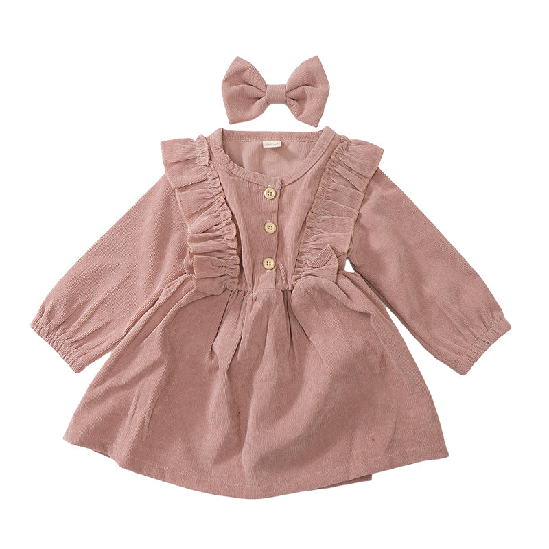 Baby Kid Girls Solid Color Bow Dresses Headwear Wholesale 22062255
