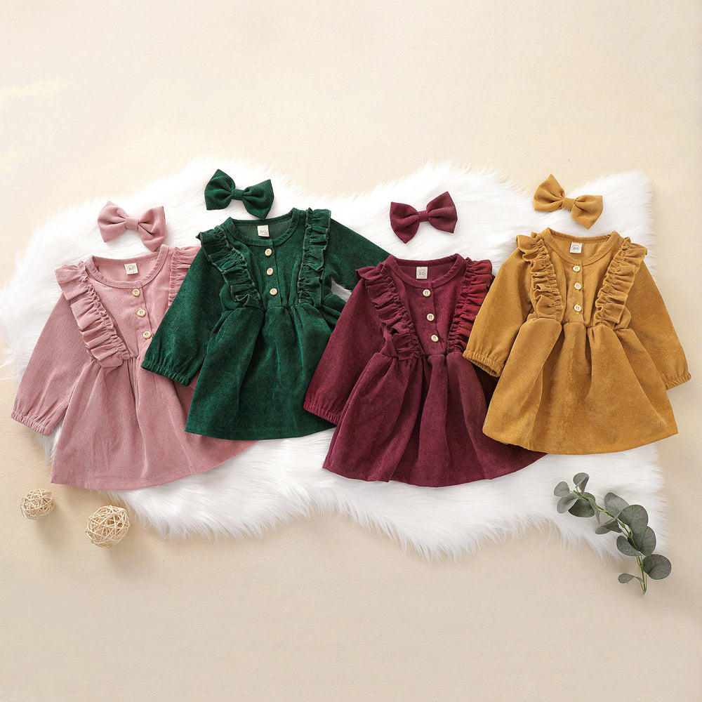 Baby Kid Girls Solid Color Bow Dresses Headwear Wholesale 22062255
