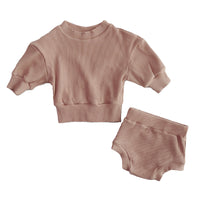 Load image into Gallery viewer, 2 Pieces Set Baby Girls Solid Color Tops And Shorts Wholesale 220622556
