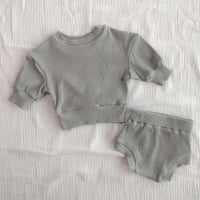 Load image into Gallery viewer, 2 Pieces Set Baby Girls Solid Color Tops And Shorts Wholesale 220622556
