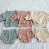 Load image into Gallery viewer, 2 Pieces Set Baby Girls Solid Color Tops And Shorts Wholesale 220622556

