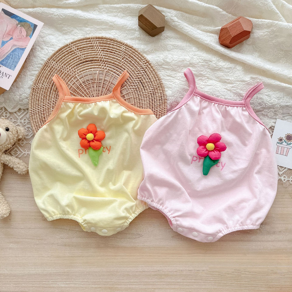 Baby Girls Letters Flower Rompers Wholesale 220622571