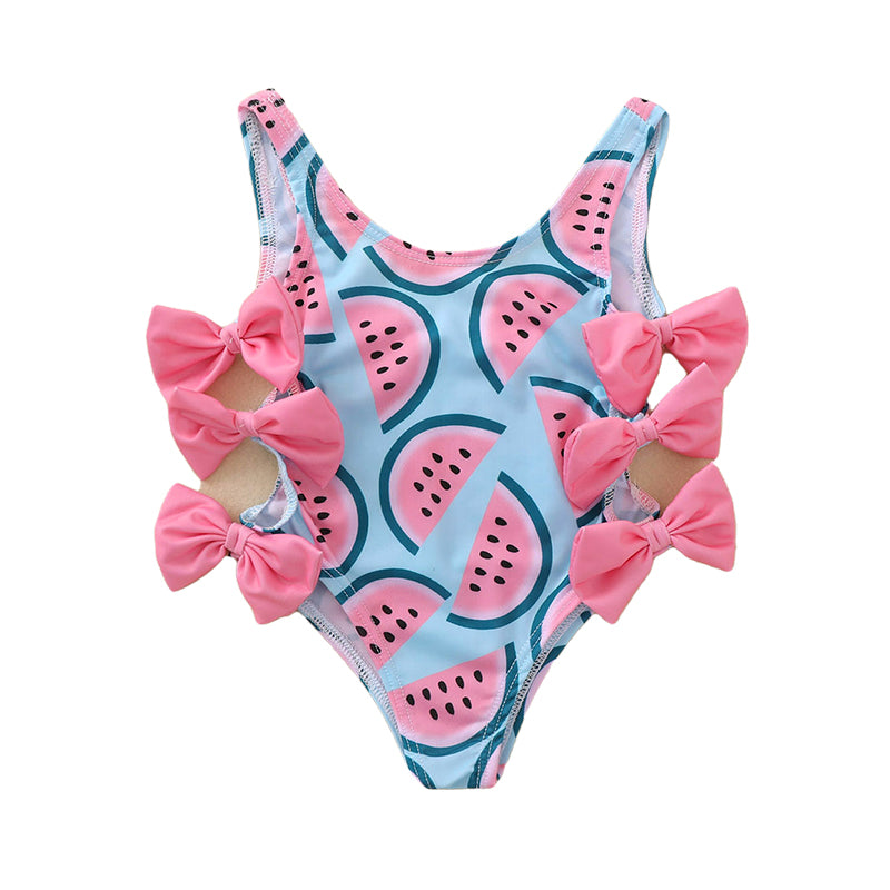 Baby Kid Girls Fruit Bow Print Swimwears Wholesale 22062264