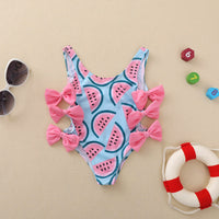 Load image into Gallery viewer, Baby Kid Girls Fruit Bow Print Swimwears Wholesale 22062264
