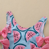 Load image into Gallery viewer, Baby Kid Girls Fruit Bow Print Swimwears Wholesale 22062264
