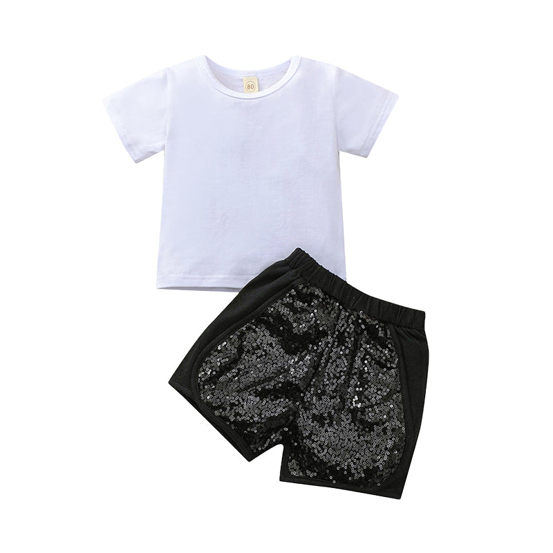 2 Pieces Set Baby Kid Girls Embroidered Print T-Shirts And Shorts Wholesale 22062270