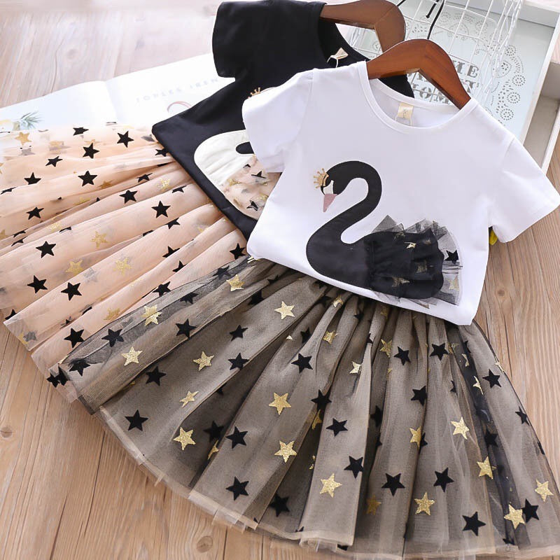 2 Pieces Set Baby Kid Girls Animals Print T-Shirts And Star Skirts Wholesale 22062275