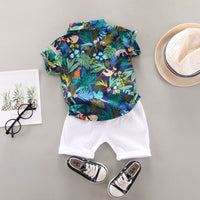 Load image into Gallery viewer, 2 Pieces Set Baby Kid Boys Tropical Shirts And Solid Color Shorts Wholesale 22062277
