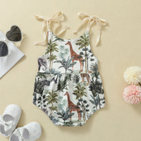 Load image into Gallery viewer, Baby Girls Animals Plant Print Rompers Wholesale 22062288
