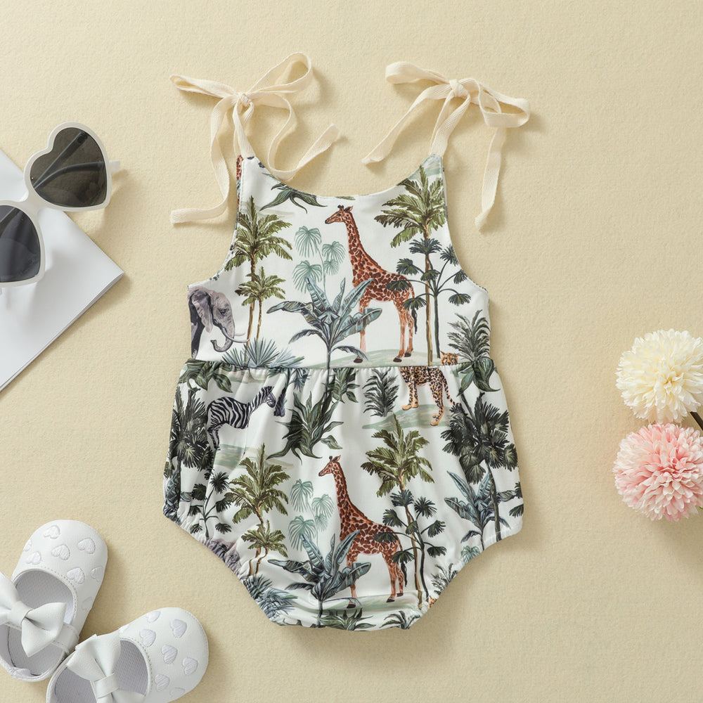 Baby Girls Animals Plant Print Rompers Wholesale 22062288